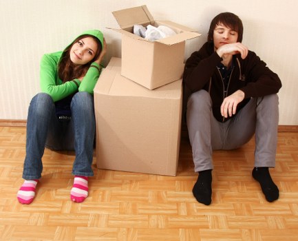 Packing boxes and materials prepared for a Southfields home move