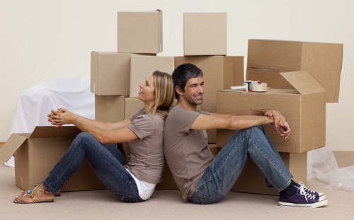 Student moving essentials and labelled boxes arranged for a smooth Southfields relocation
