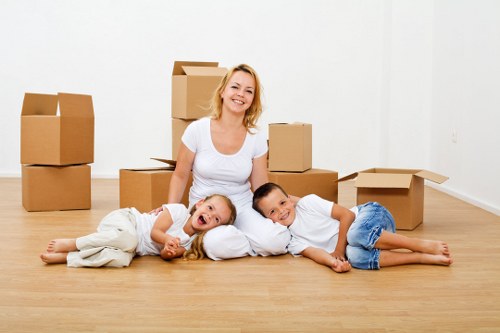 Packed boxes and household items prepared for urgent removals